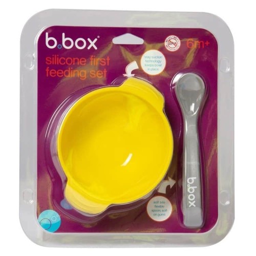 Silikonowa miseczka z łyżką lemon sherbet 6m+ B.Box 4.jpg