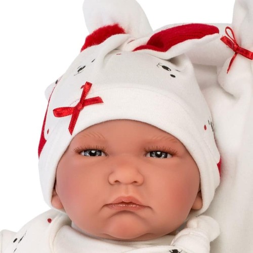 Lalka płacząca bobas Lalo 42 cm biało czarny kocyk Llorens 3.jpg