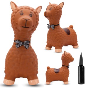 Skoczek dla dzieci do skakania z pompką ALPAKA brązowa z muszką