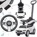 Jeździk pchacz chodzik dla dziecka Mercedes C-Class z popychaczem i podnóżkiem biały Sun Baby