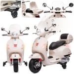 Jeździk dla dziecka Skuter Vespa na akumulator z kuferkiem biały Sun Baby