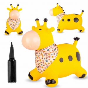 Skoczek dla dzieci do skakania z pompką Żyrafka żółty z bandaną