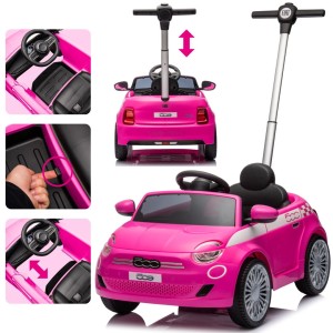 Jeździk samochód auto pchacz FIAT 500 Prowadnik Samochód dla dzieci dźwięk różowy