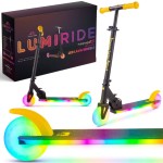LUMI RIDE Hulajnoga dwukołowa dla dzieci składana regulowana LED 7 kolorów 20 programów czarny żółty Sun Baby