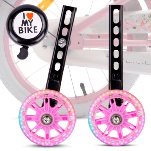 Kółka boczne do roweru dziecięcego LED świecące 12-20 cali regulowane Dzwonek rowerowy Zestaw 