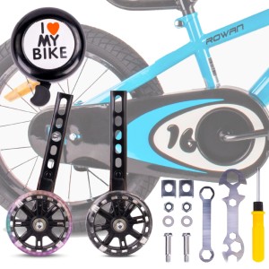 Kółka boczne do roweru dziecięcego LED świecące 12-20 cali regulowane Dzwonek rowerowy Zestaw 