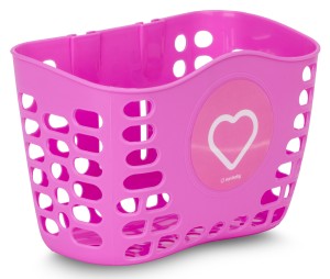 Koszyk rowerowy dla dzieci na rower 12 14 16 cali plastikowy serduszko różowy 