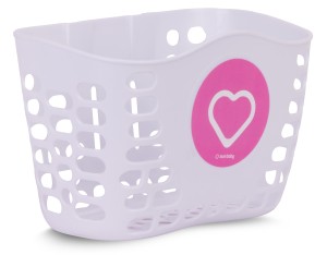 Koszyk rowerowy dla dzieci na rower 12 14 16 cali plastikowy serduszko biały