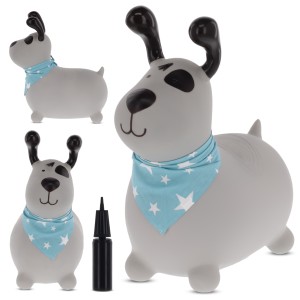 Skoczek dla dzieci do skakania z pompką REKSIO szary z bandaną