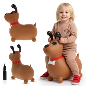 Skoczek dla dzieci do skakania z pompką Reksio brązowy