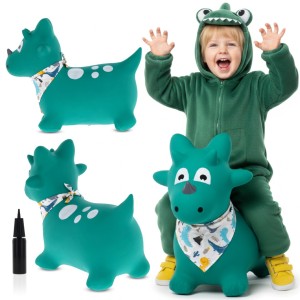 Skoczek dla dzieci do skakania z pompką Dino zielony z bandaną Sun Baby