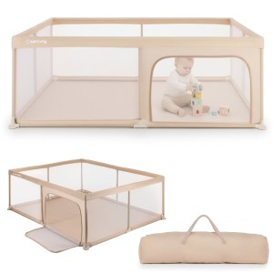 Duży Kojec dziecięcy łóżeczko Plac zabaw z podłogą Suchy basen 150x200 beżowy Sun Baby