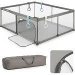 Kojec dla dziecka łóżeczko DUŻY PLAC ZABAW 150 x 200 x 68 cm + uchwyty do kojca ZESTAW