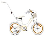 Rower dla dziewczynki 14 cali Pchacz kółka boczne Koszyk Heart Bike biało złoty