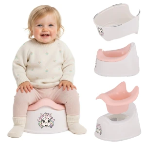 Nocnik dla dzieci antypoślizgowy z wyjmowanym wkładem Stabilny NAKLEJKI Jednorożec różowy biały Sun Baby