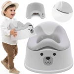 Nocnik dla dzieci antypoślizgowy z wyjmowanym wkładem Stabilny naklejki Miś szary biały Sun Baby