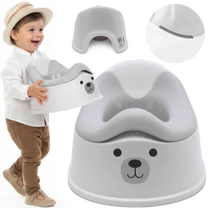 Nocnik dla dzieci antypoślizgowy z wyjmowanym wkładem Stabilny naklejki Miś szary biały Sun Baby