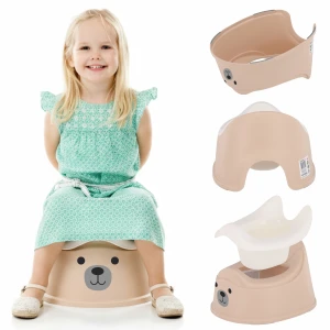 Nocnik dla dzieci antypoślizgowy z wyjmowanym wkładem Stabilny naklejki Miś beżowy biały Sun Baby