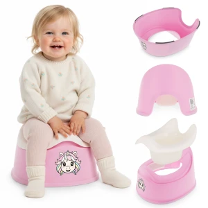 Nocnik dla dzieci antypoślizgowy z wyjmowanym wkładem Stabilny NAKLEJKI Jednorożec ciemny róż Sun Baby