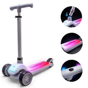 LUMI RIDE Hulajnoga trójkołowa balansowa składana regulowana Platforma LED 7 kolorów 20 programów szary Sun Baby