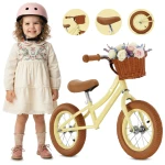 Rowerek biegowy dla dzieci Rower Koszyk Lekki Retro pompowane koła Classic butter yellow
