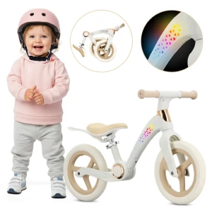 Rowerek biegowy dla dzieci Rower składany lekki 3,8 kg AURUM PP koła piankowe rama LED kremowy beżowy