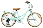 Rower 20 cali dziecięcy dla dziewczynki Shimano 6 biegów 6 7 8 lat  Bagażnik Stopka Retro Flower Retro bike miętowy